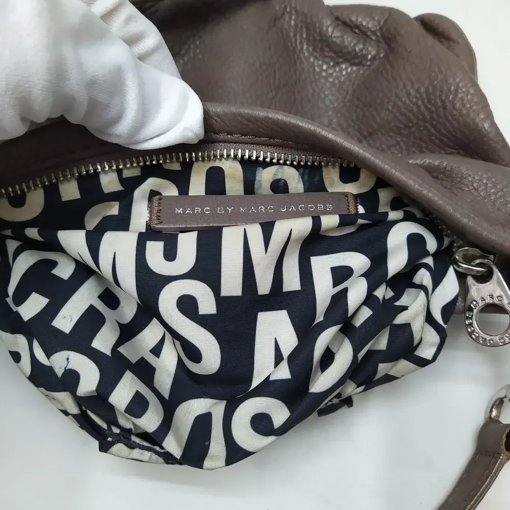 Marc by Marc Jacobs Gray Pebbled Leather Zipper Closure Crossbody Bag